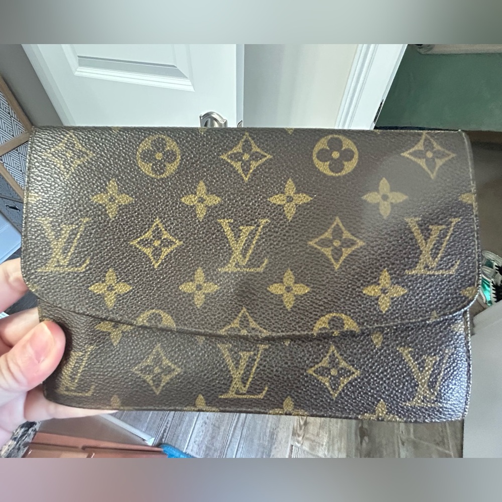Vintage brown monogram clutch